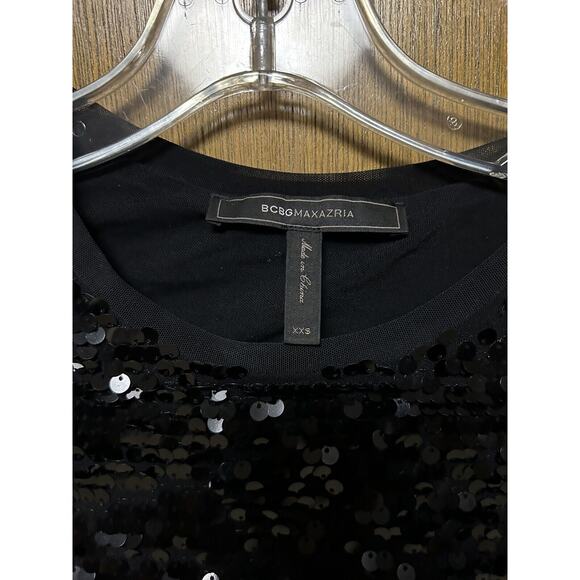 BCBG XXS BLACK SEQUIN BodyCon PARTY HOLIDAY NEW YEARS EVE DRESS Swifty Y22 - Picture 3 of 7